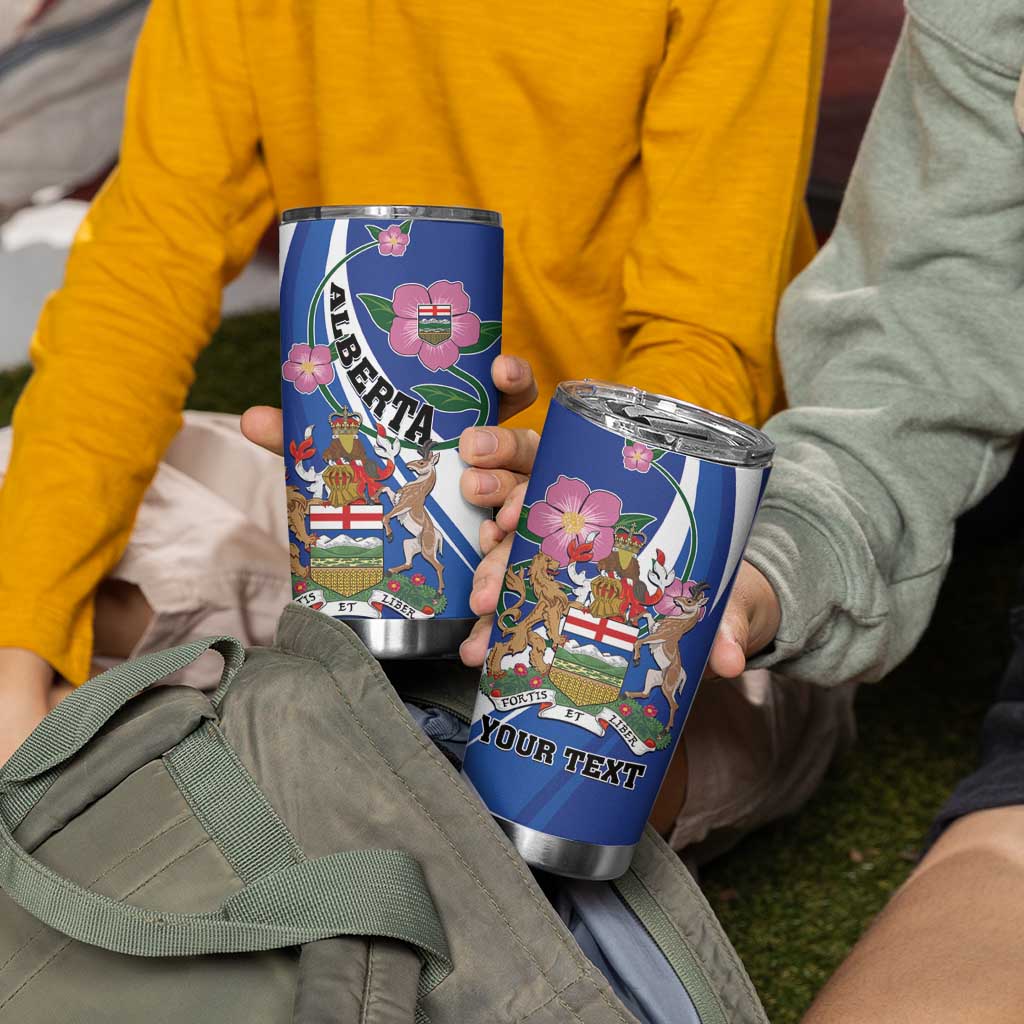 Personalized Canada Alberta Province Tumbler Cup Wild Rose Fortis et liber