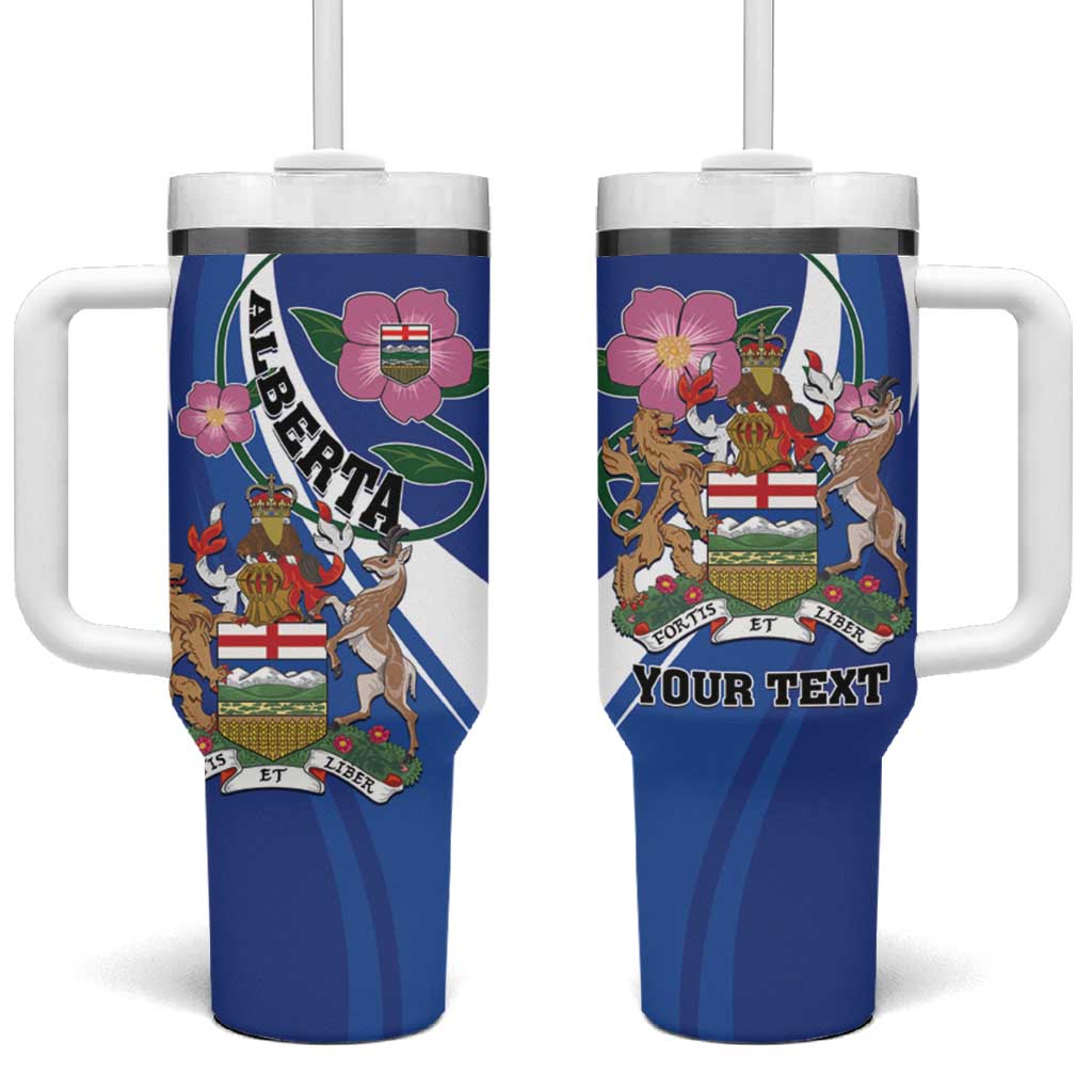 Personalized Canada Alberta Province Tumbler With Handle Wild Rose Fortis et liber