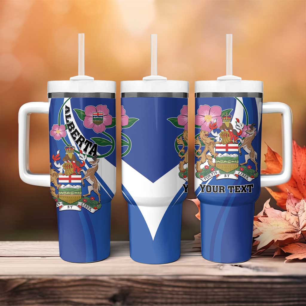 Personalized Canada Alberta Province Tumbler With Handle Wild Rose Fortis et liber