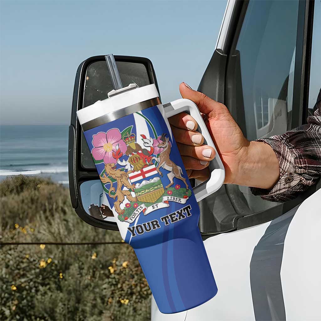 Personalized Canada Alberta Province Tumbler With Handle Wild Rose Fortis et liber