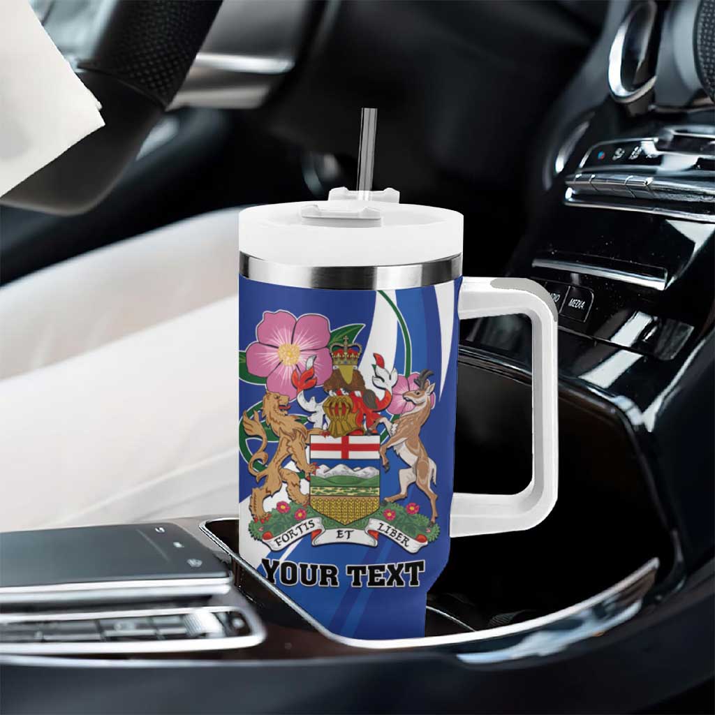 Personalized Canada Alberta Province Tumbler With Handle Wild Rose Fortis et liber
