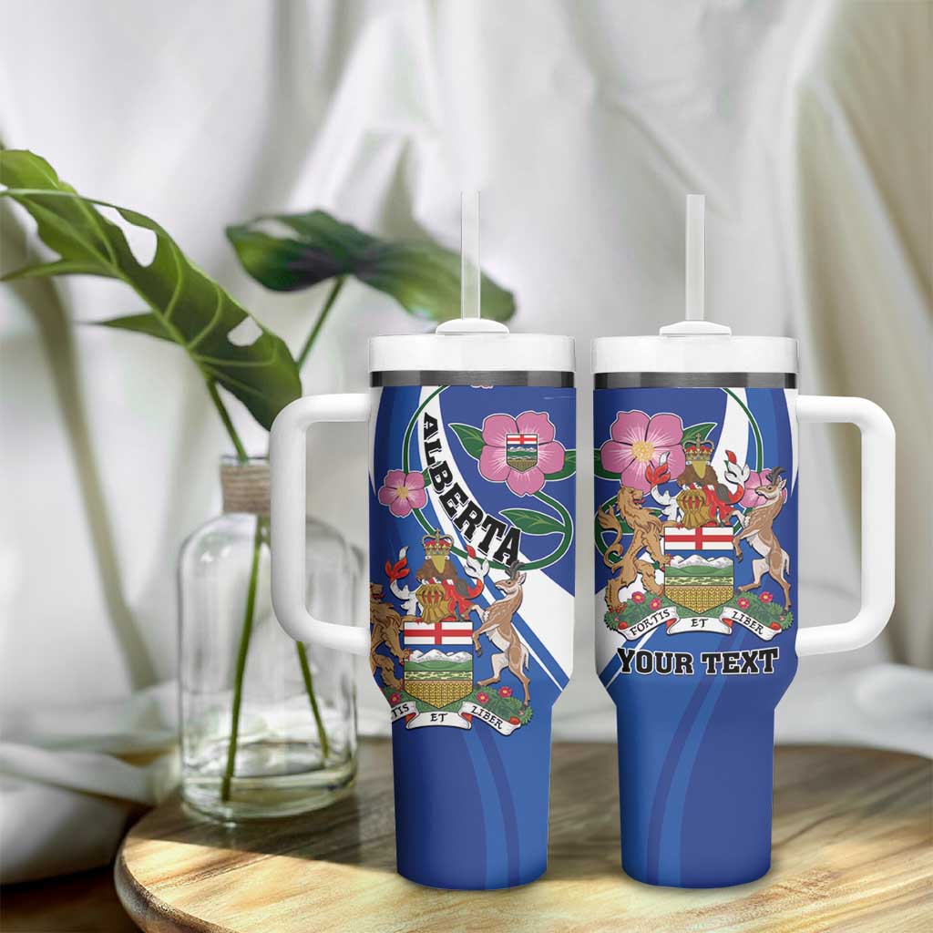 Personalized Canada Alberta Province Tumbler With Handle Wild Rose Fortis et liber