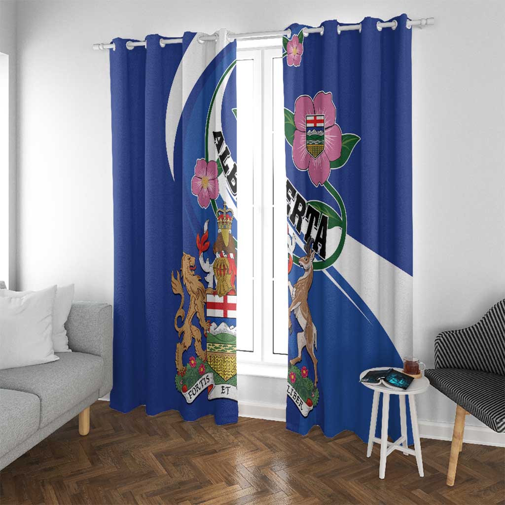 Canada Alberta Province Window Curtain Wild Rose Fortis et liber