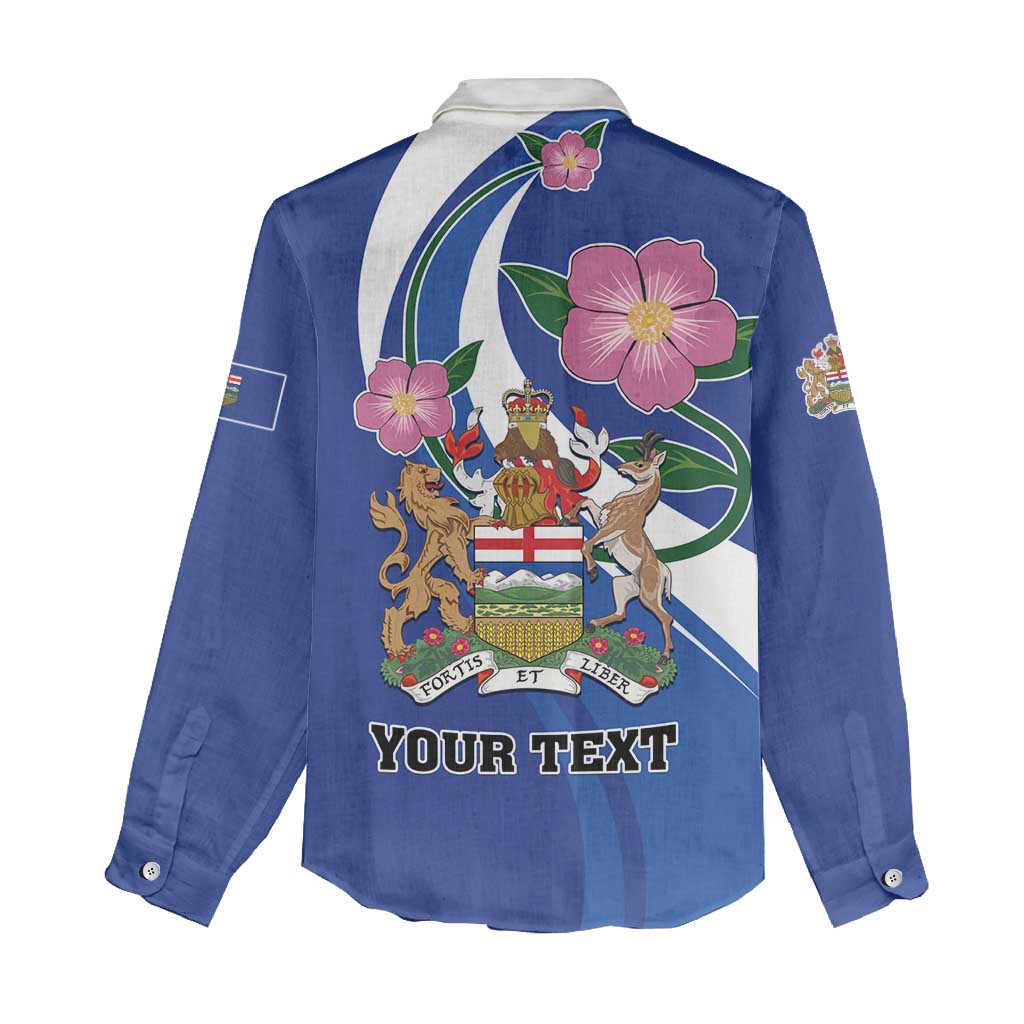 Personalized Canada Alberta Province Women Casual Shirt Wild Rose Fortis et liber