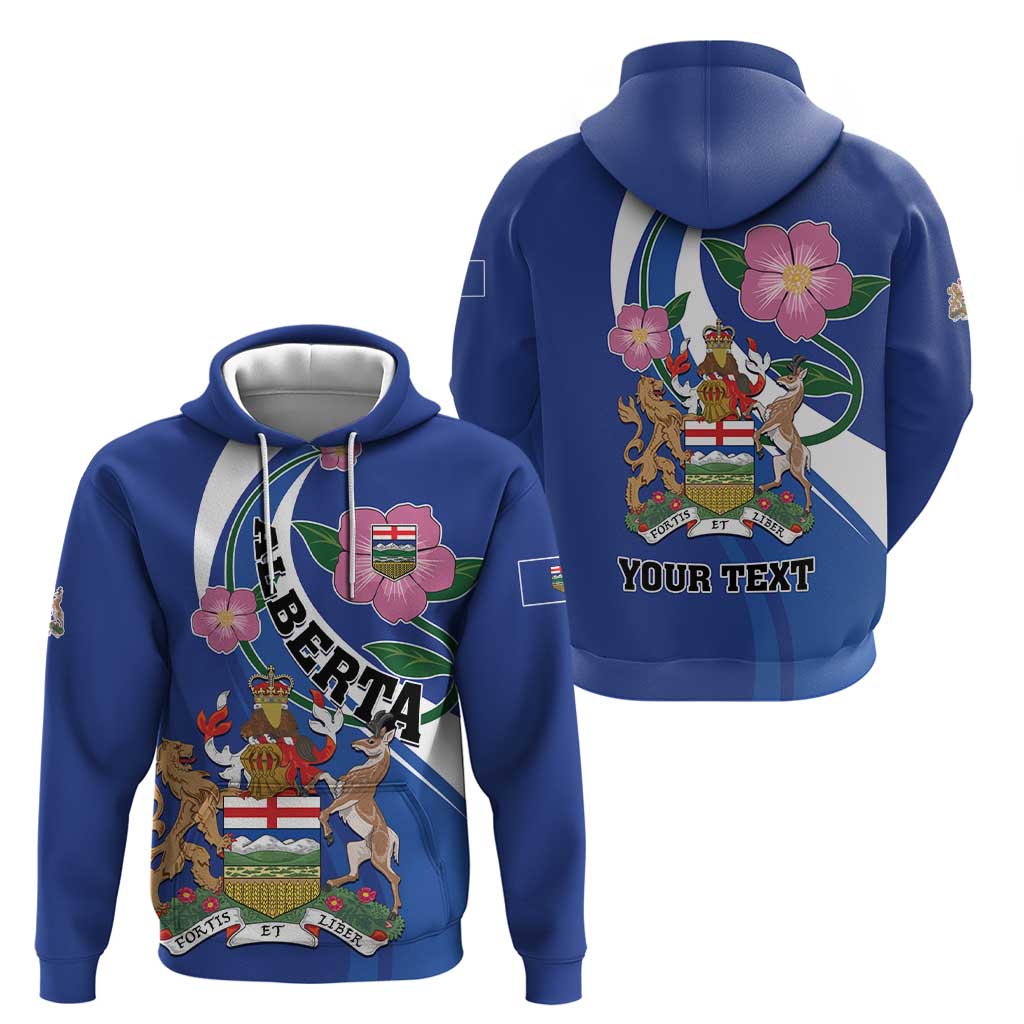 Personalized Canada Alberta Province Zip Hoodie Wild Rose Fortis et liber