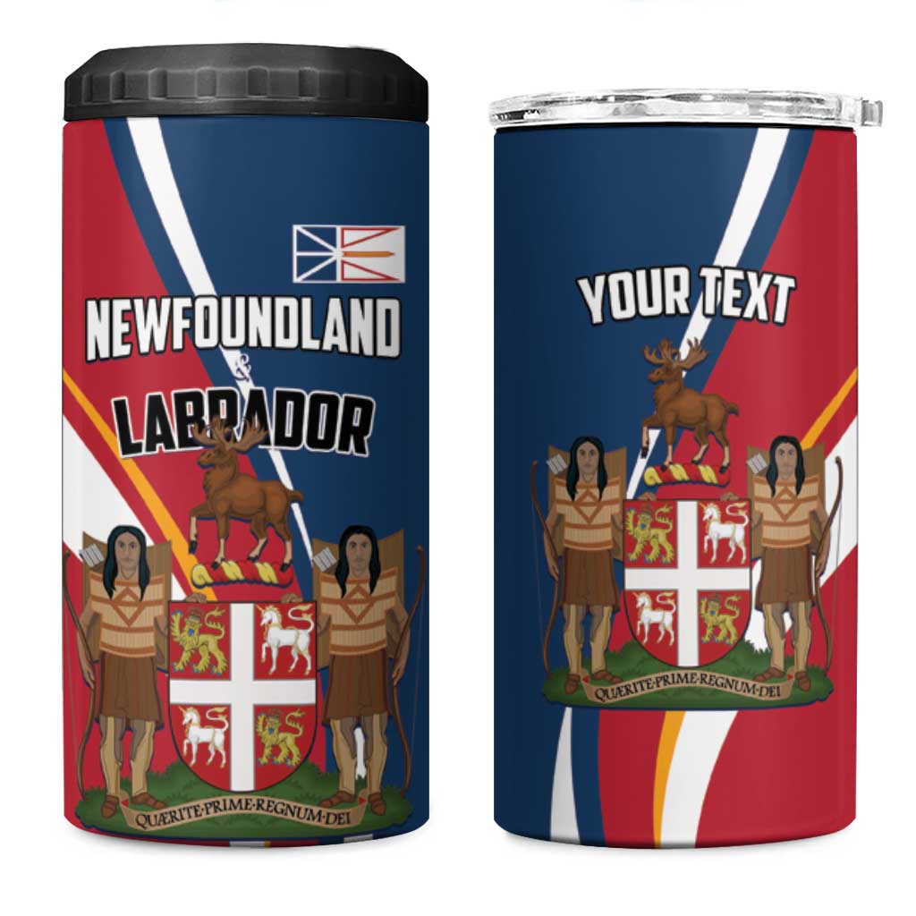 Personalized Canada Newfoundland and Labrador Province 4 in 1 Can Cooler Tumbler Quaerite prime regnum Dei