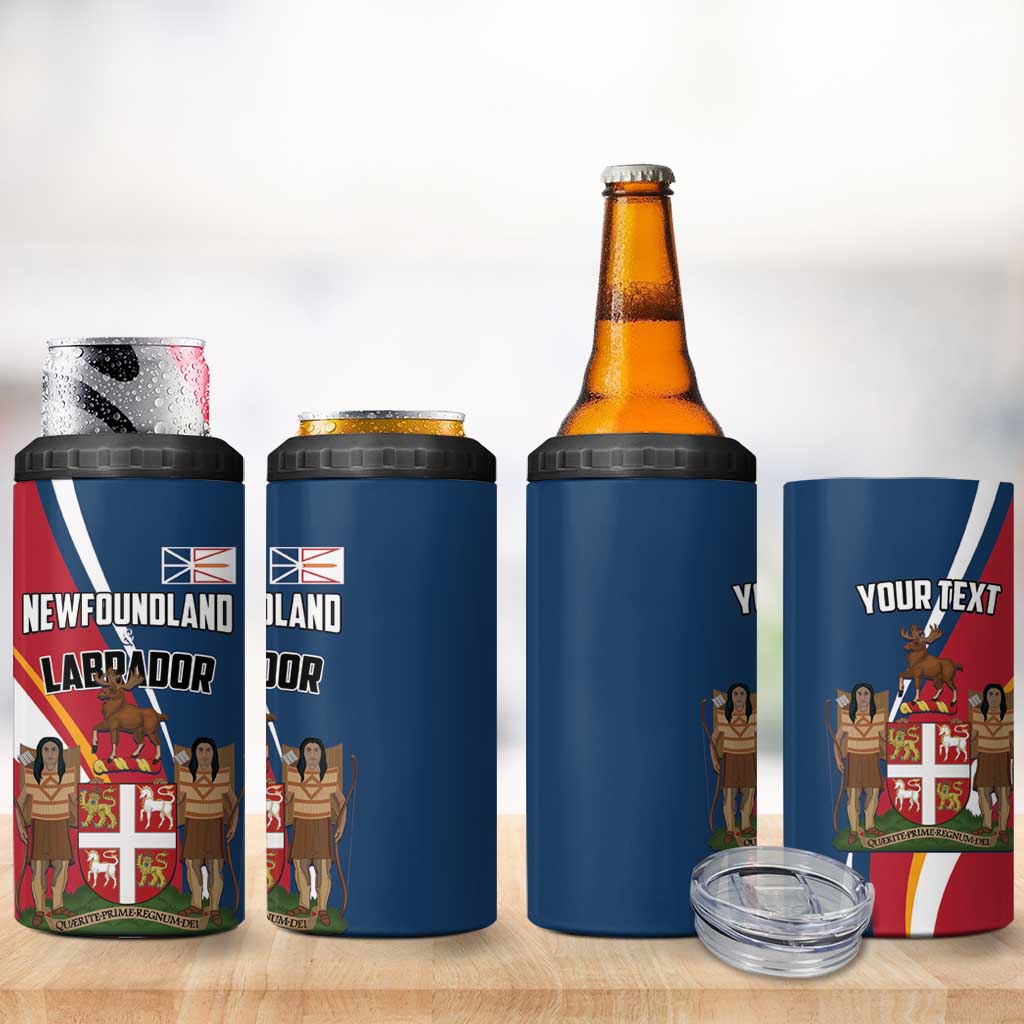Personalized Canada Newfoundland and Labrador Province 4 in 1 Can Cooler Tumbler Quaerite prime regnum Dei