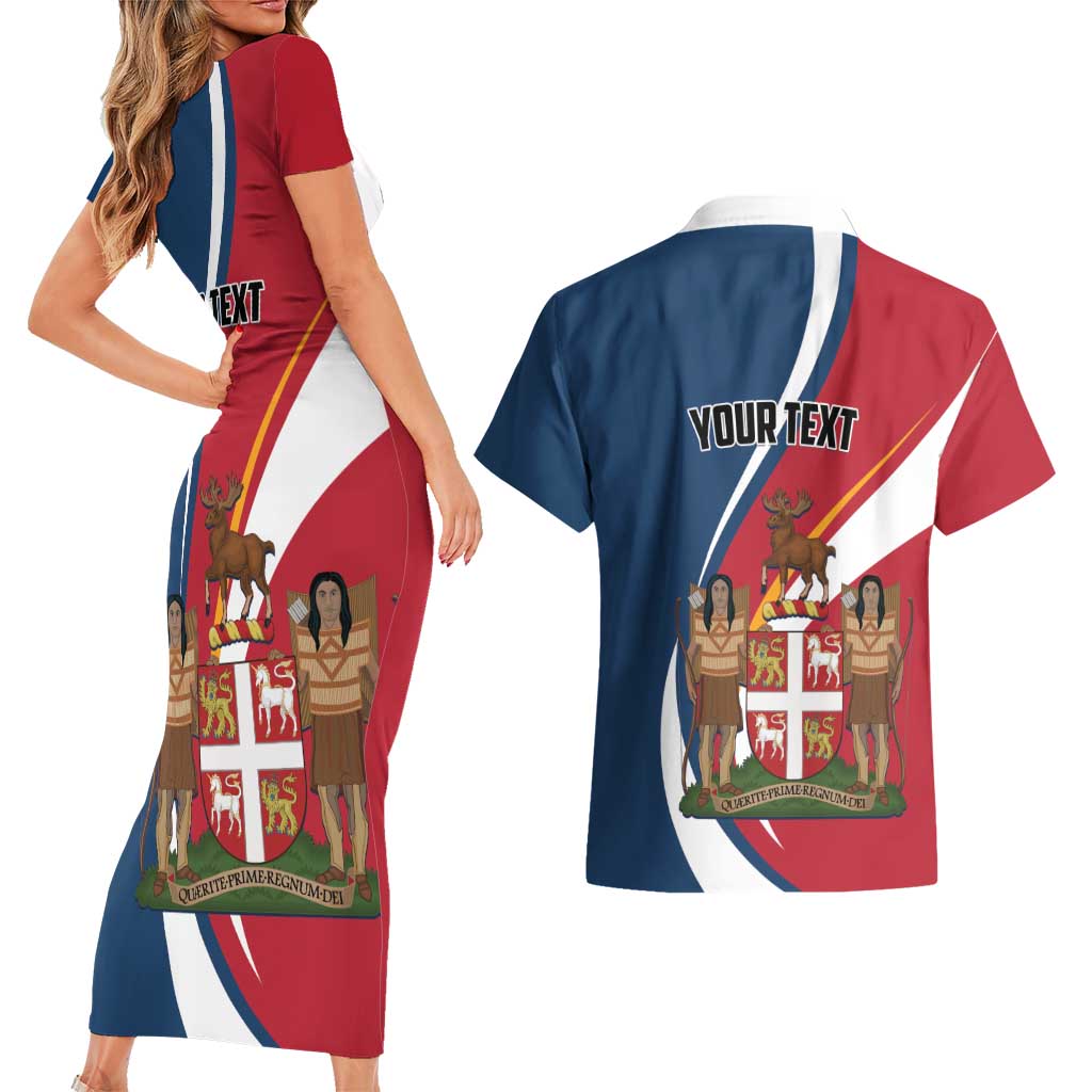 Personalized Canada Newfoundland and Labrador Province Couples Matching Short Sleeve Bodycon Dress and Hawaiian Shirt Quaerite prime regnum Dei