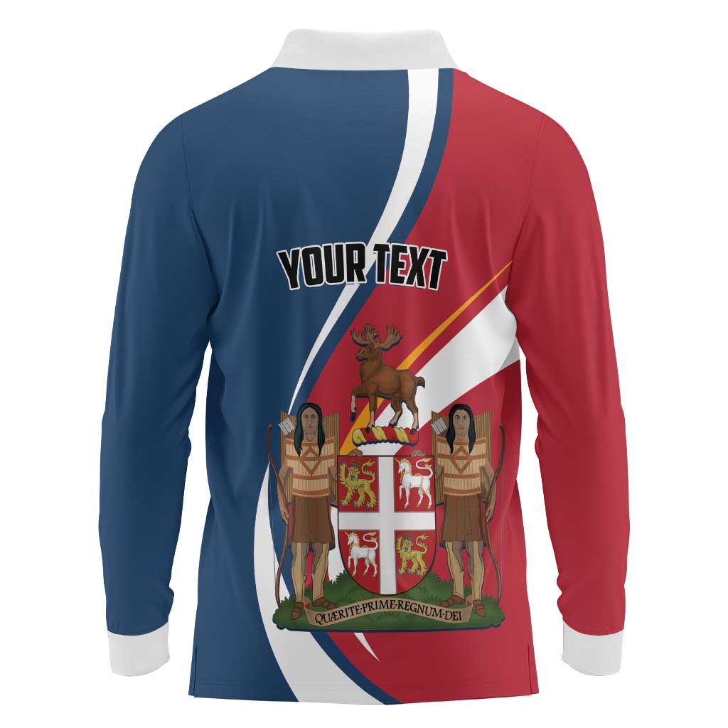 Personalized Canada Newfoundland and Labrador Province Long Sleeve Polo Shirt Quaerite prime regnum Dei