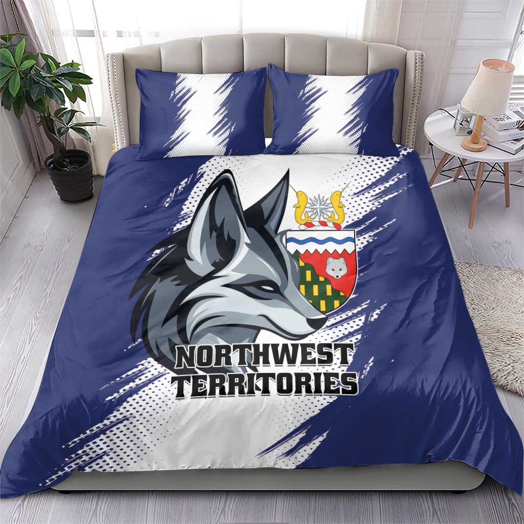 Canada Northwest Territories Bedding Set White Fox Grunge Stylized