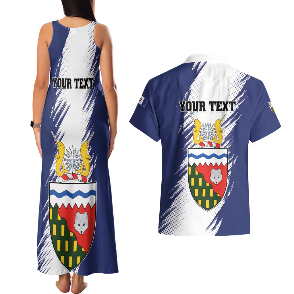 Personalized Canada Northwest Territories Couples Matching Tank Maxi Dress and Hawaiian Shirt White Fox Grunge Stylized