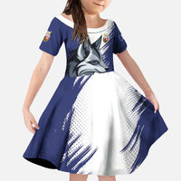 Personalized Canada Northwest Territories Family Matching Off The Shoulder Long Sleeve Dress and Hawaiian Shirt White Fox Grunge Stylized