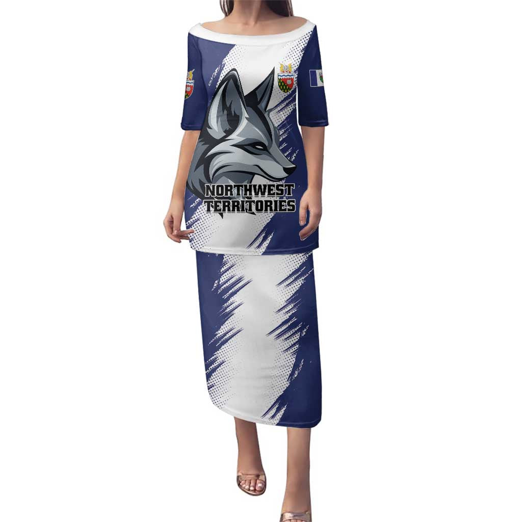 Personalized Canada Northwest Territories Family Matching Puletasi and Hawaiian Shirt White Fox Grunge Stylized