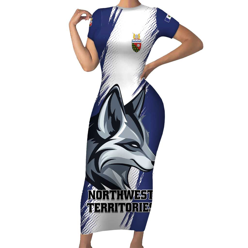 Personalized Canada Northwest Territories Family Matching Short Sleeve Bodycon Dress and Hawaiian Shirt White Fox Grunge Stylized