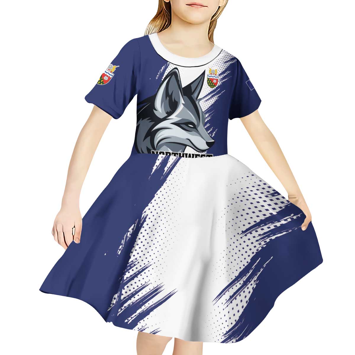 Personalized Canada Northwest Territories Kid Short Sleeve Dress White Fox Grunge Stylized