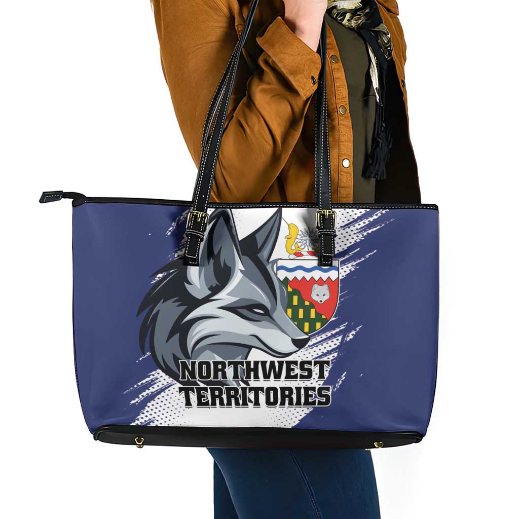 Canada Northwest Territories Leather Tote Bag White Fox Grunge Stylized