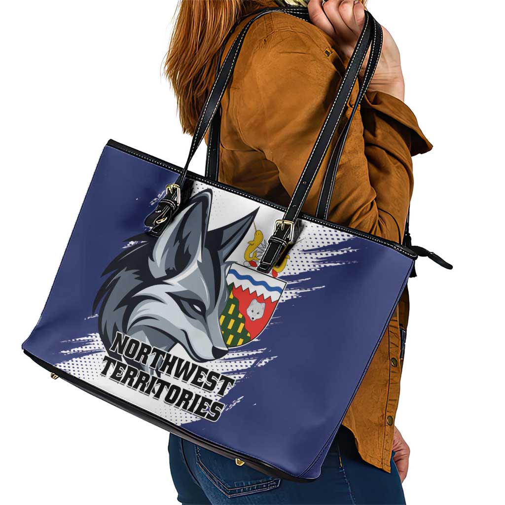 Canada Northwest Territories Leather Tote Bag White Fox Grunge Stylized