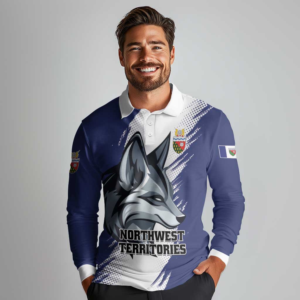 Personalized Canada Northwest Territories Long Sleeve Polo Shirt White Fox Grunge Stylized