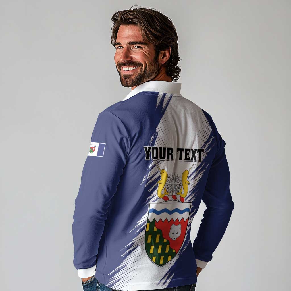 Personalized Canada Northwest Territories Long Sleeve Polo Shirt White Fox Grunge Stylized