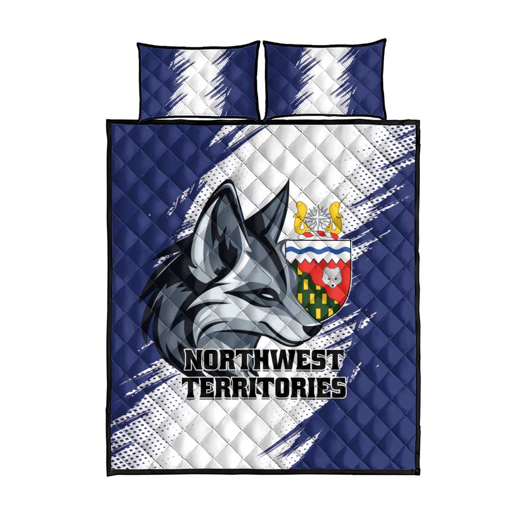 Canada Northwest Territories Quilt Bed Set White Fox Grunge Stylized