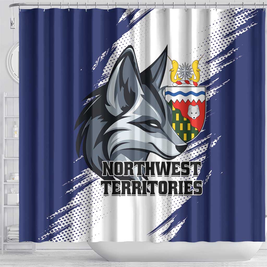 Canada Northwest Territories Shower Curtain White Fox Grunge Stylized