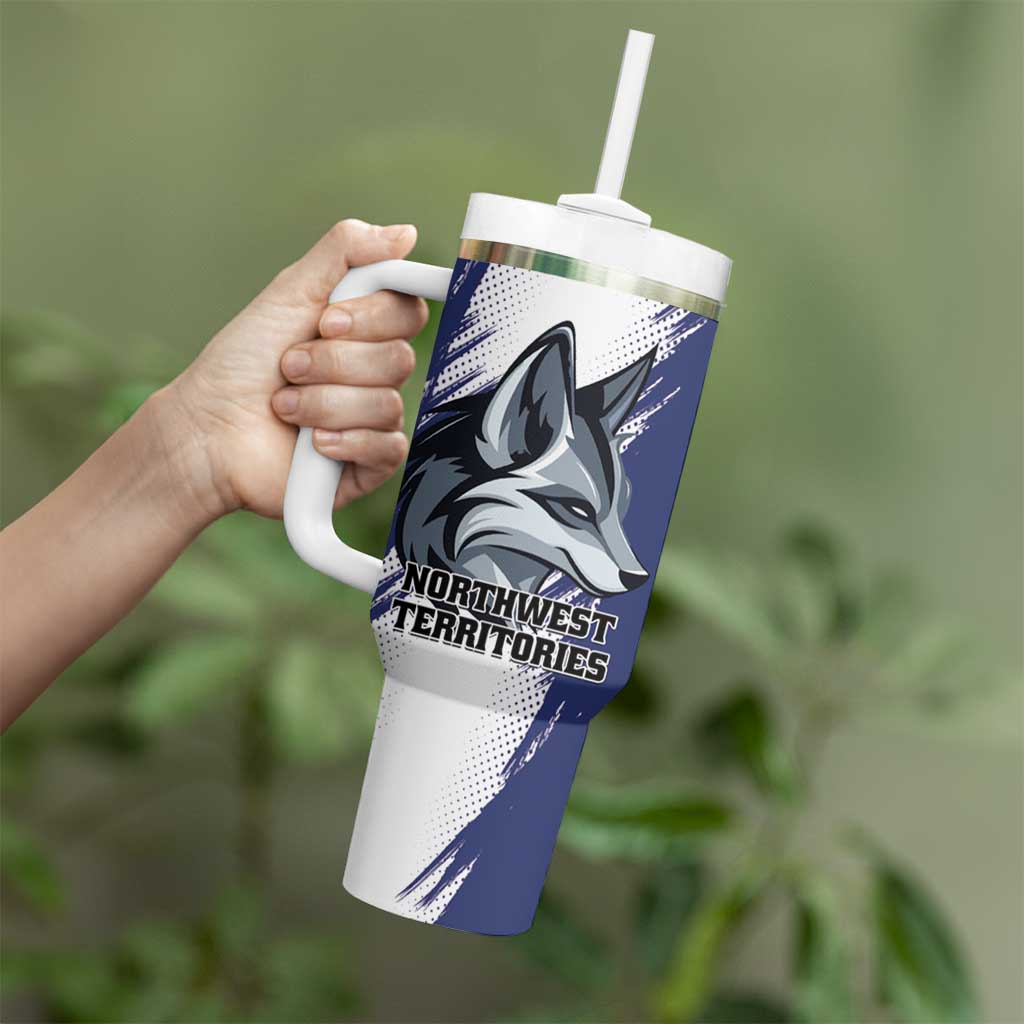 Personalized Canada Northwest Territories Tumbler With Handle White Fox Grunge Stylized