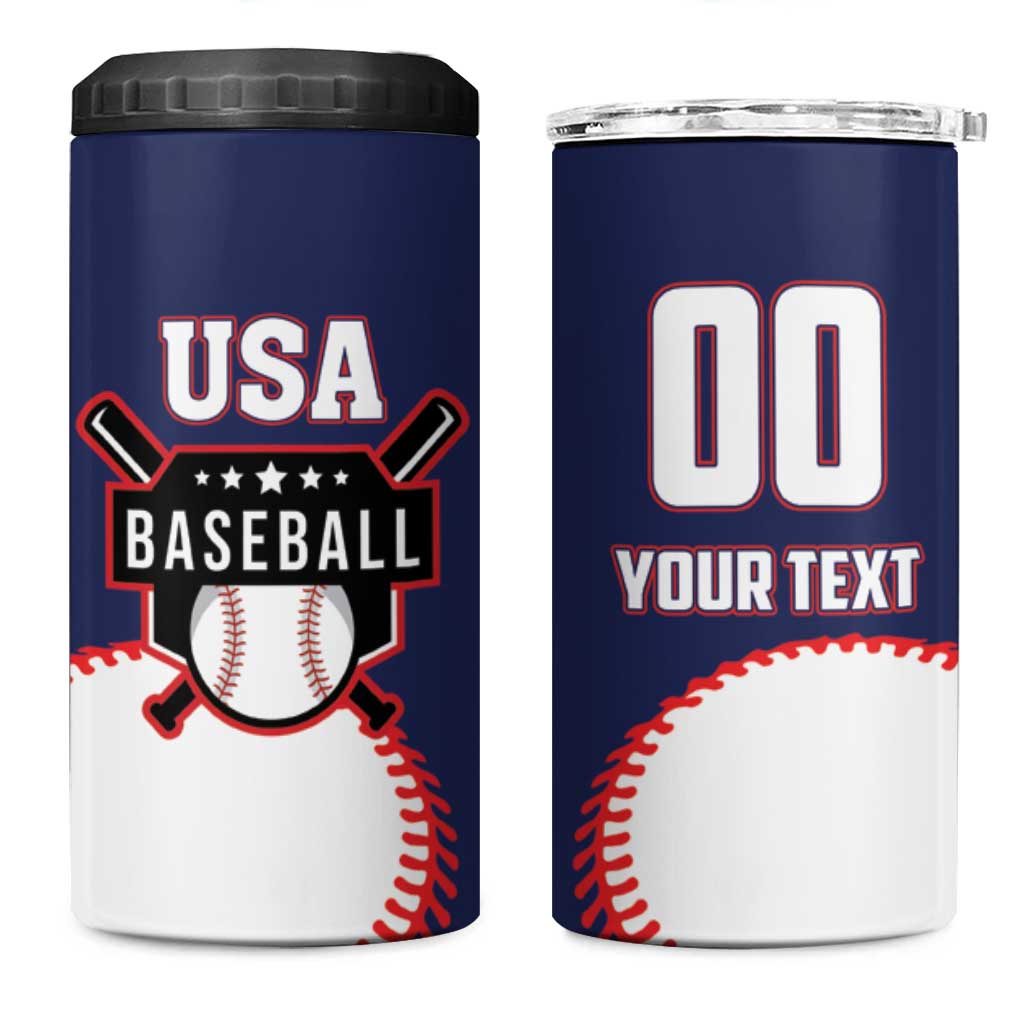 Custom USA 2025 Baseball 4 in 1 Can Cooler Tumbler United States Team For Glory