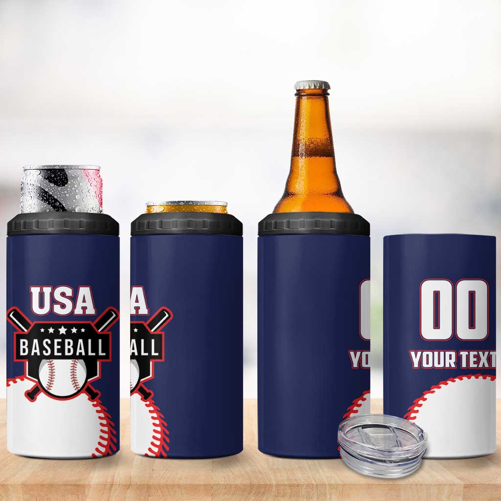Custom USA 2025 Baseball 4 in 1 Can Cooler Tumbler United States Team For Glory