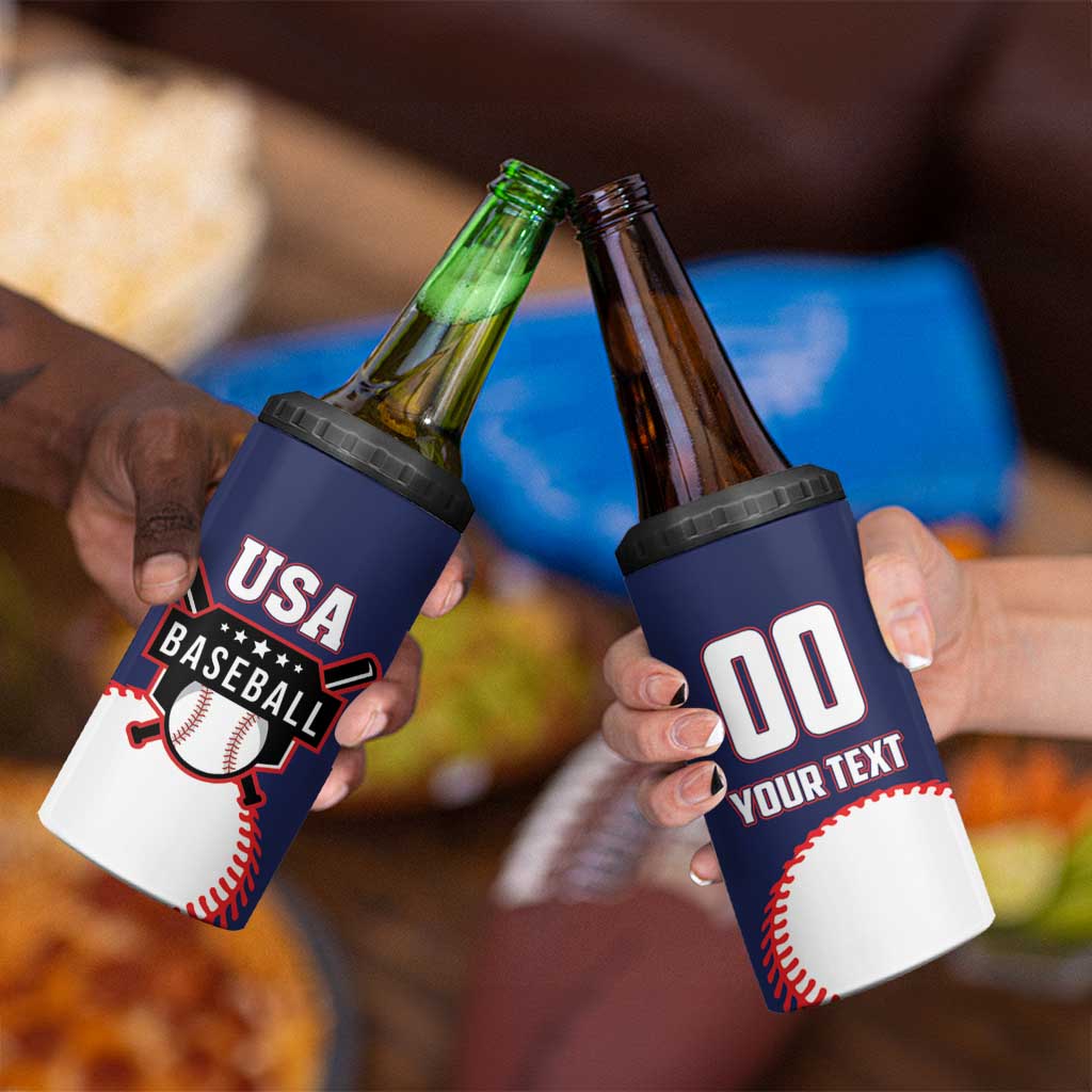 Custom USA 2025 Baseball 4 in 1 Can Cooler Tumbler United States Team For Glory