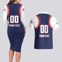 Custom USA 2025 Baseball Couples Matching Long Sleeve Bodycon Dress and Hawaiian Shirt United States Team For Glory