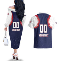 Custom USA 2025 Baseball Couples Matching Off The Shoulder Long Sleeve Dress and Hawaiian Shirt United States Team For Glory