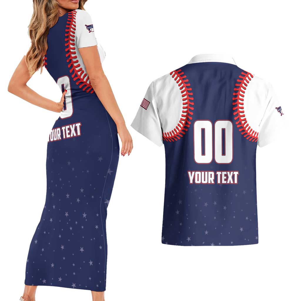Custom USA 2025 Baseball Couples Matching Short Sleeve Bodycon Dress and Hawaiian Shirt United States Team For Glory