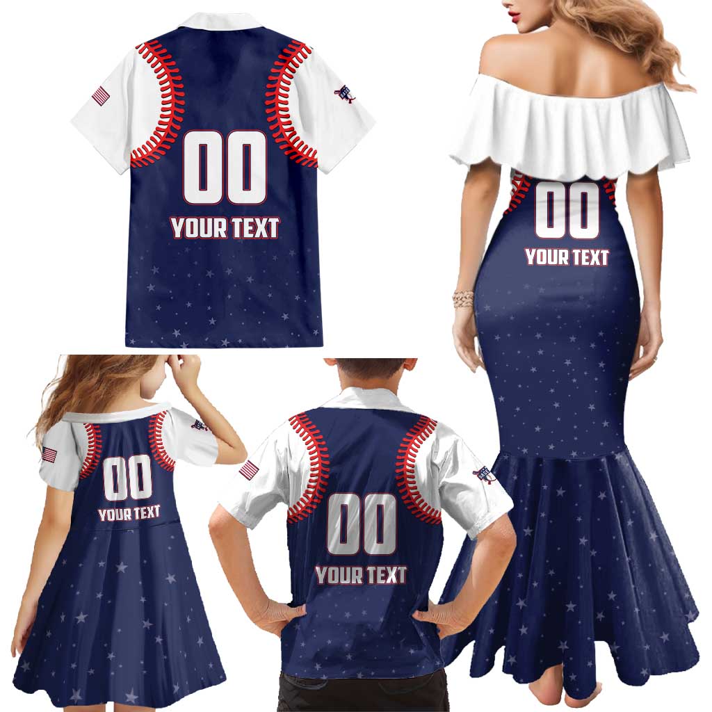 Custom USA 2025 Baseball Family Matching Mermaid Dress and Hawaiian Shirt United States Team For Glory