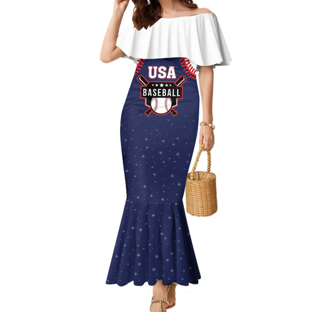 Custom USA 2025 Baseball Family Matching Mermaid Dress and Hawaiian Shirt United States Team For Glory