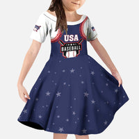 Custom USA 2025 Baseball Family Matching Off The Shoulder Long Sleeve Dress and Hawaiian Shirt United States Team For Glory