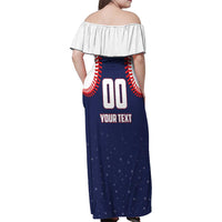 Custom USA 2025 Baseball Family Matching Off Shoulder Maxi Dress and Hawaiian Shirt United States Team For Glory