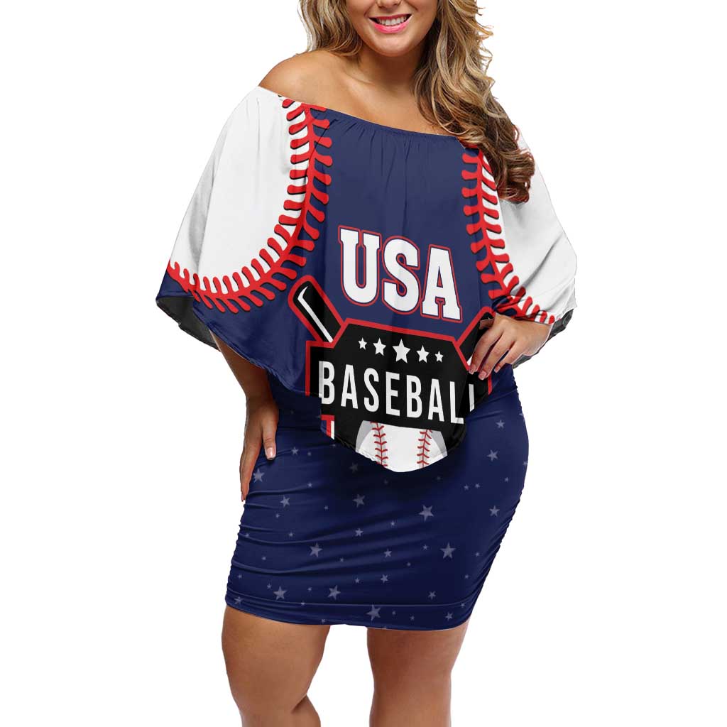 Custom USA 2025 Baseball Family Matching Off Shoulder Short Dress and Hawaiian Shirt United States Team For Glory