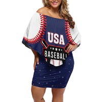 Custom USA 2025 Baseball Family Matching Off Shoulder Short Dress and Hawaiian Shirt United States Team For Glory