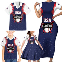 Custom USA 2025 Baseball Family Matching Short Sleeve Bodycon Dress and Hawaiian Shirt United States Team For Glory