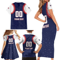 Custom USA 2025 Baseball Family Matching Short Sleeve Bodycon Dress and Hawaiian Shirt United States Team For Glory
