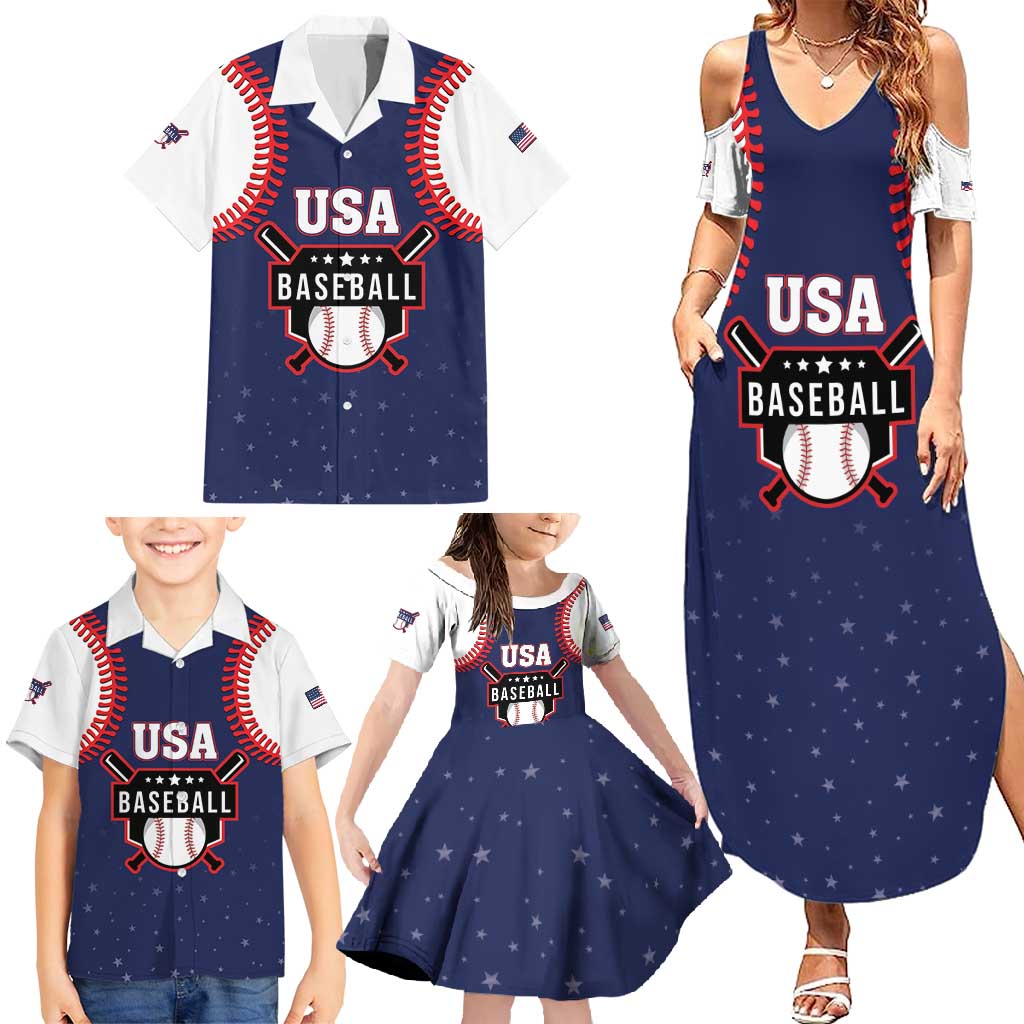 Custom USA 2025 Baseball Family Matching Summer Maxi Dress and Hawaiian Shirt United States Team For Glory