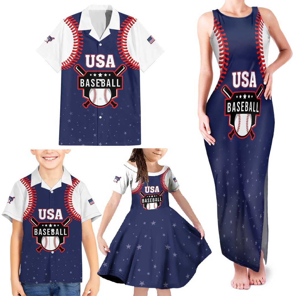 Custom USA 2025 Baseball Family Matching Tank Maxi Dress and Hawaiian Shirt United States Team For Glory
