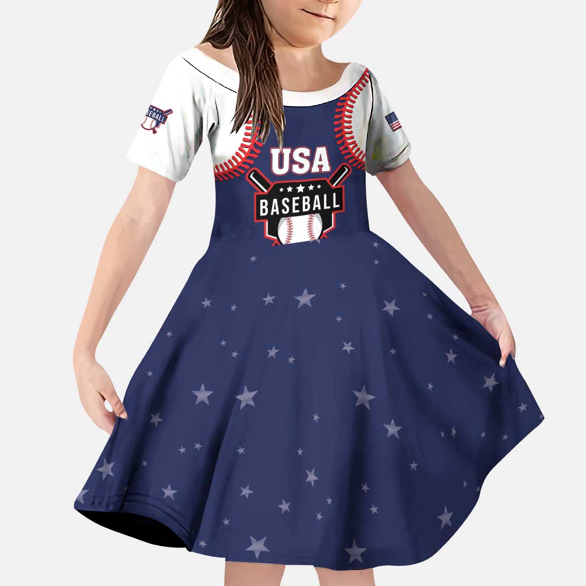Custom USA 2025 Baseball Kid Short Sleeve Dress United States Team For Glory