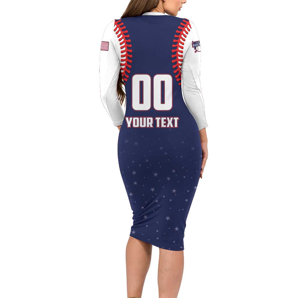 Custom USA 2025 Baseball Long Sleeve Bodycon Dress United States Team For Glory
