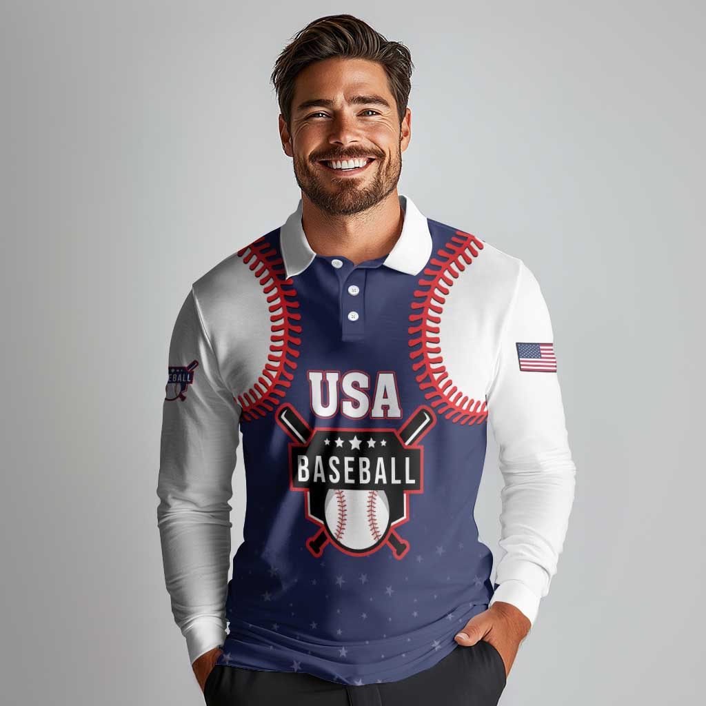 Custom USA 2025 Baseball Long Sleeve Polo Shirt United States Team For Glory