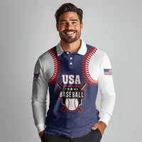 Custom USA 2025 Baseball Long Sleeve Polo Shirt United States Team For Glory