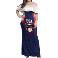 Custom USA 2025 Baseball Off Shoulder Maxi Dress United States Team For Glory