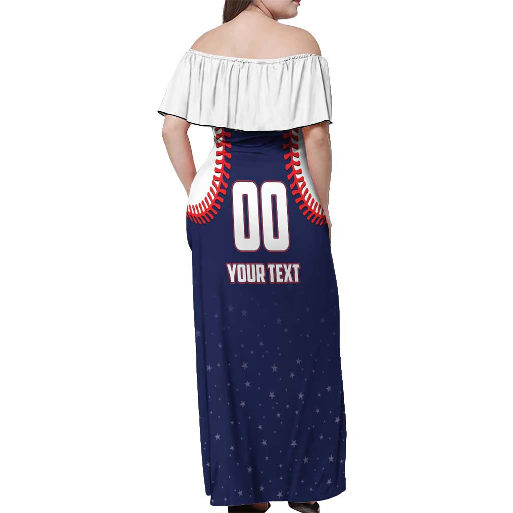 Custom USA 2025 Baseball Off Shoulder Maxi Dress United States Team For Glory