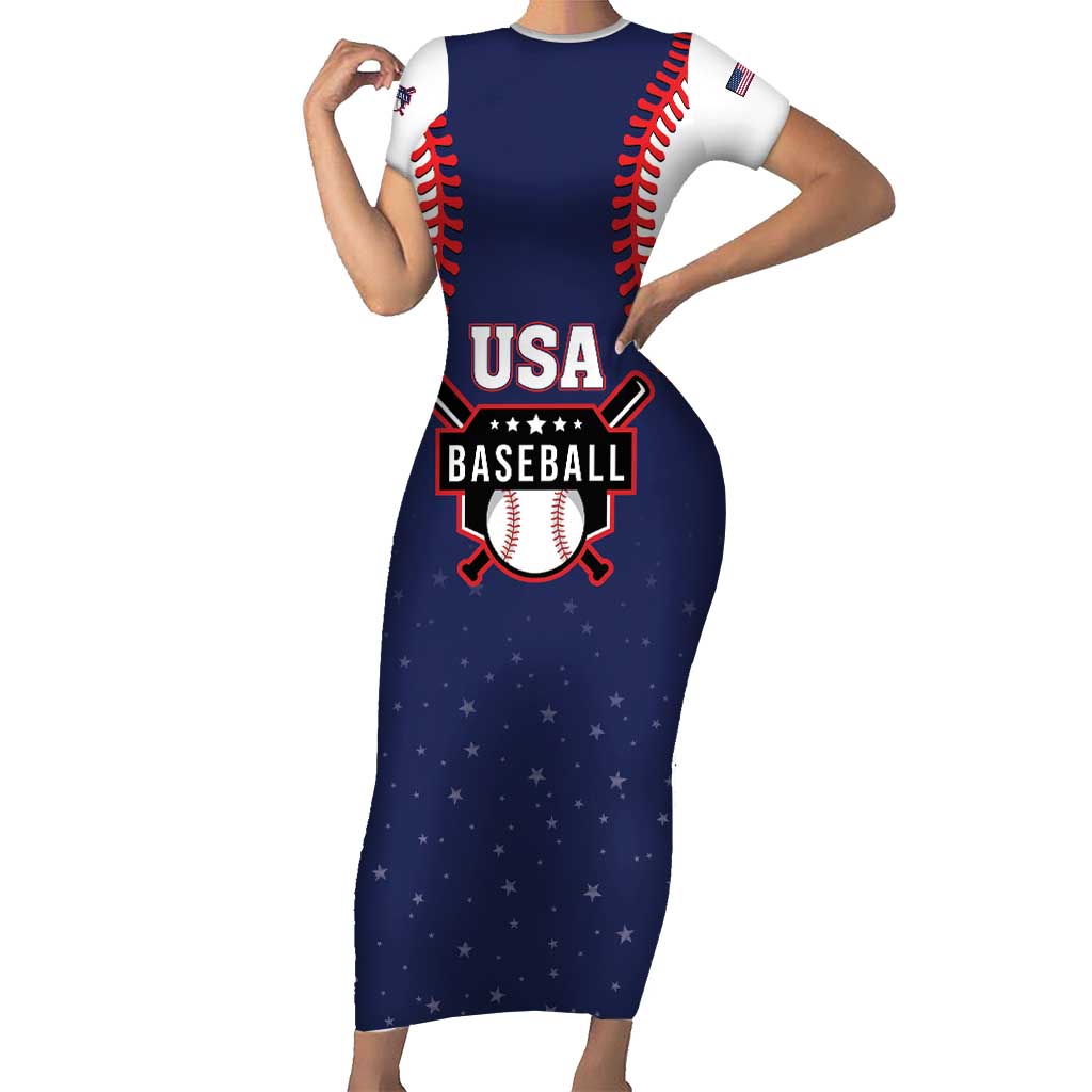 Custom USA 2025 Baseball Short Sleeve Bodycon Dress United States Team For Glory