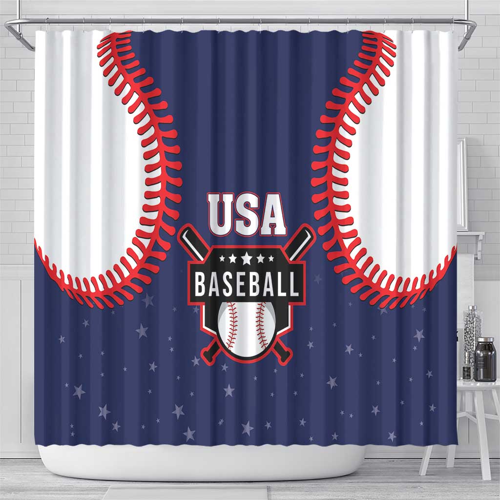 USA 2025 Baseball Shower Curtain United States Team For Glory